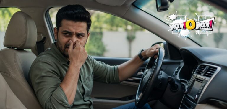 Driver noticing a smell inside a car
